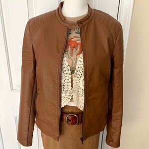 Pleather Brown motto jacket